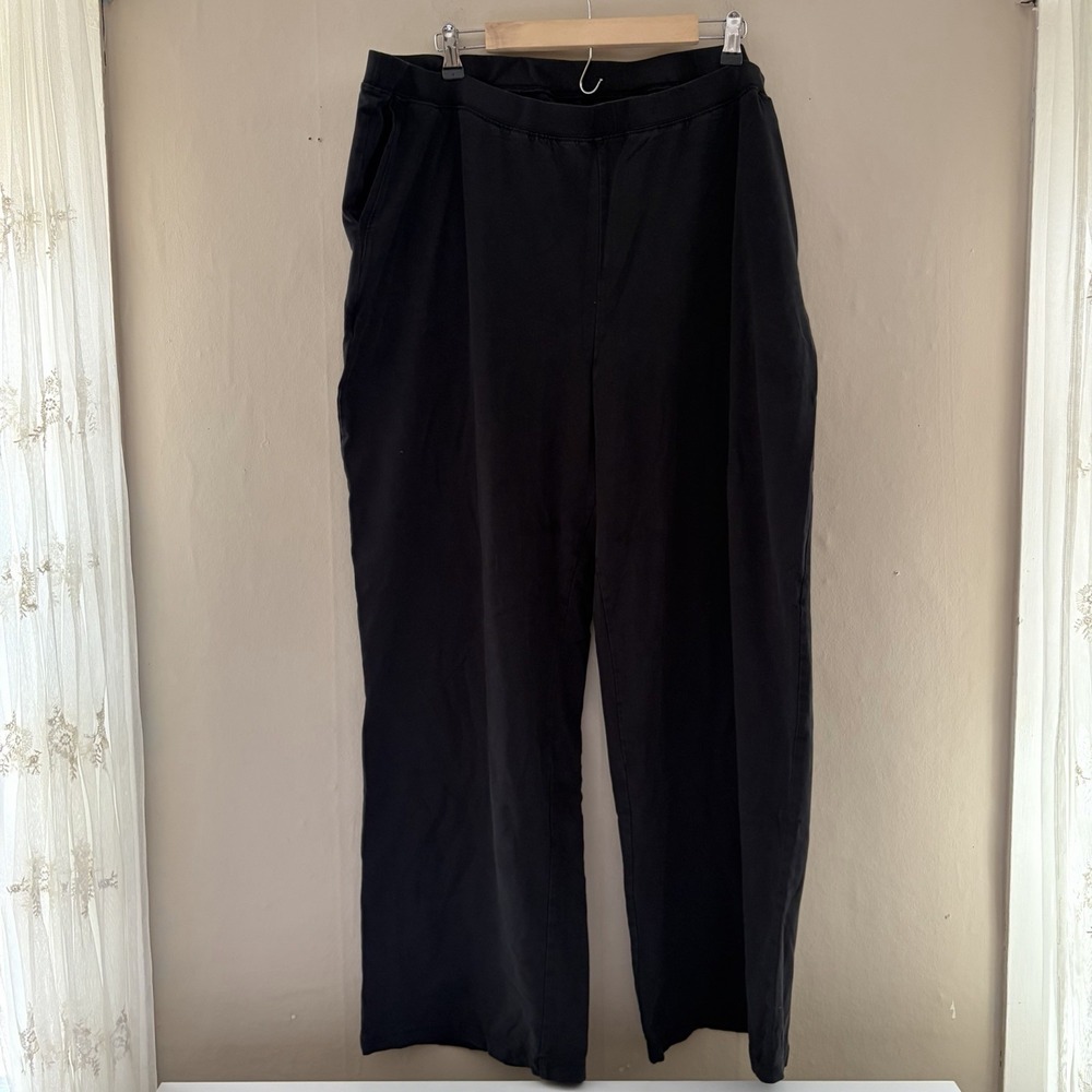 Catherines Women Pull On Wide Leg Pants Size 2X Black Stretch Suprema Collection